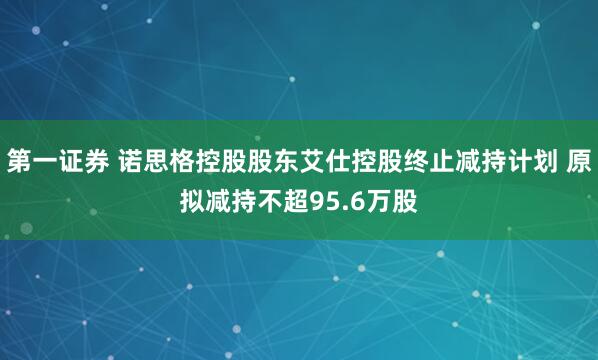 第一证券 诺思格控股股东艾仕控股终止减持计划 原拟减持不超95.6万股